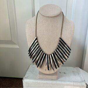 Black gold stripe long bar pendant collar bib necklace cleopatra Egypt costume